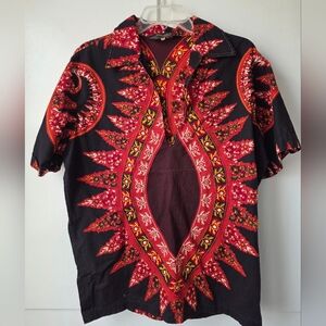 True Vintage 1960's / '70's Bou Boudina Shirt Deep V Neck Dashiki Size Large